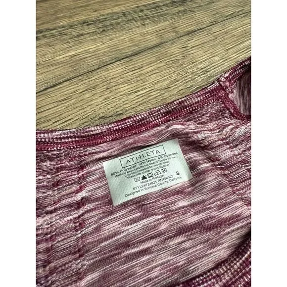 EUC Womens Athleta Magenta Spacedye Ruched Long Sleeve Shirt athletic Size S - Picture 3 of 9